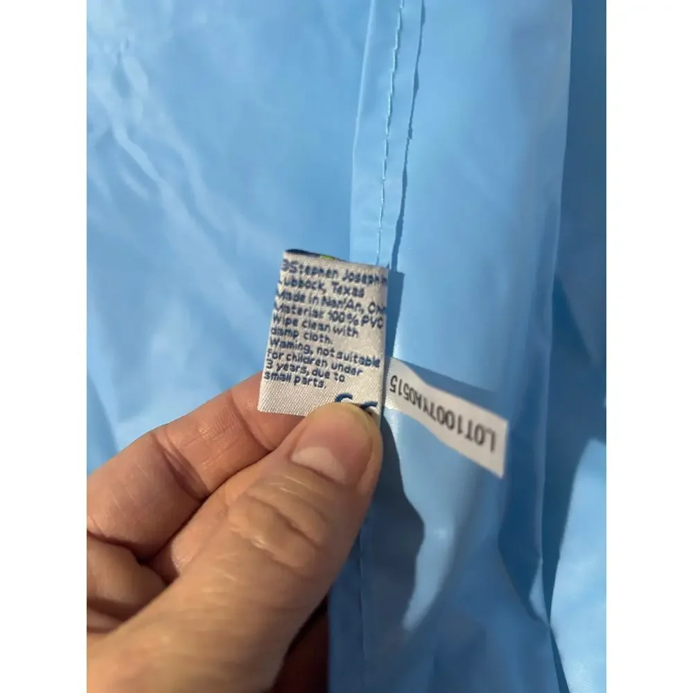 Stephen Joseph blue fish poncho with flowers euc one size 3-6ish used once euc